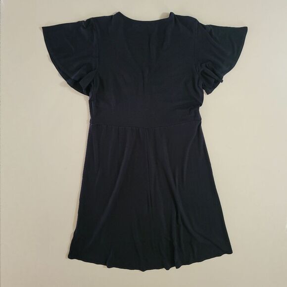 Maurice's Black V-neck A-line Flutter Sleeve Dress - Picture 13 of 15